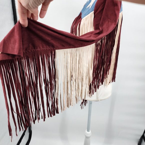 VOCAL APPAREL Fringe Ultrasuede Cropped American Flag Western Jacket S-XL NWT - Picture 7 of 12